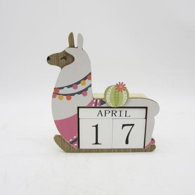 China Minimalist Wooden Decorate Calendar W. Date Blocks and Days Modern Home Decor Alpaca Table Decoration Bedroom Accessories for sale