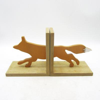 China Minimalist High Quality Home Decoration Fox Form Decorative Wooden Bookends Bookendsf Gift Wooden Art for sale