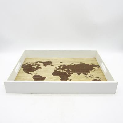 China Modern Rectangle Wood Tray Wooden World Map Laser Cut Wood Art for sale