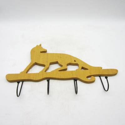 China Autumn 4 Metal Hook Wall Hook Minimalist Natural Wood Fox Customized Design for sale