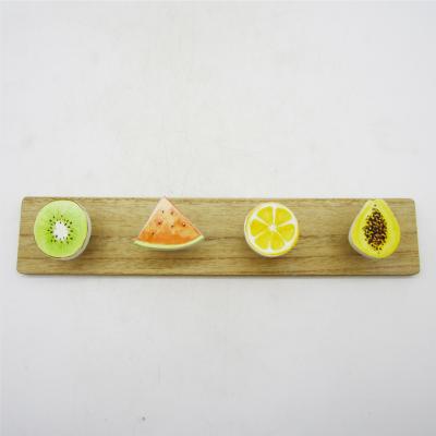 China Traditional Modern Wooden Wall Hook 4 Hook Dish With Fruit Pattern Customized Design Printed Decoracion Room Interior Aesthetic Decor for sale