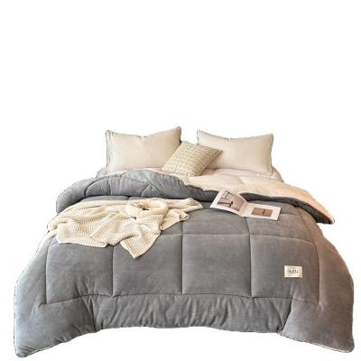 China Home Luxury Milk Velvet Comforter Solid Color Ideal for Winter and Bare-Sleeping Quilt for sale