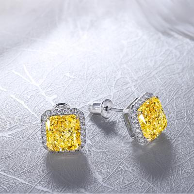 China Environmental Friendly Tianshizhiyue Jewelry Yellow Diamond Stud Earrings simulated yellow diamond 925 sterling Stud Earrings for sale