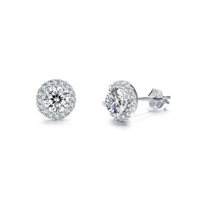 China Tianshizhiyue popular elegant moissanite earring moissanite 925 sterling silver cute round earring jewelry for gifts birthdays for sale