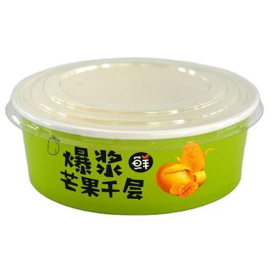 China Logo Printing Wholesale Custom Disposable Eco-friendly Microwaveable Take Out Kraft Paper Salad Bowl With Lid for sale