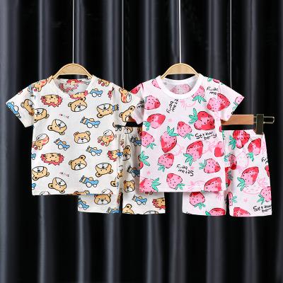 China Casual clothes set 2021 summer hot sale boys and girls baby clothes T-shirt + shorts two pieces of sportswear set for sale