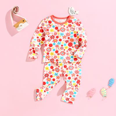 China Casual Children's 100% Cotton Underwear Set Boys And Girls Pajamas Long Johns Two Piece Baby Home Wear for sale