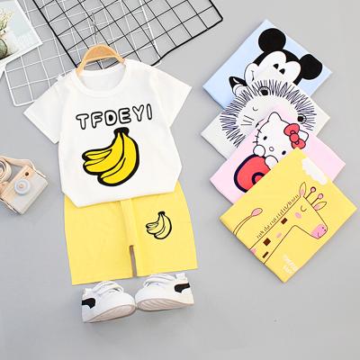 China Kids Casual Summer Boy Short Sleeve Pajama Pants Kids T-shirt 2 Pcs Unisex Sets Toddler Baby Girl Clothing Suits for sale