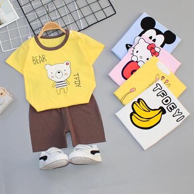 China The baby casual male cartoon summer suit baby short-sleeved T-shirt + shorts Korean children's clothing two Central Institute of Statistics children's clothing for sale