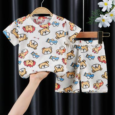 China 2021 summer boy's short-sleeved T-shirt baby casual round bear neck underwear shorts children's service children's home pajamas for sale