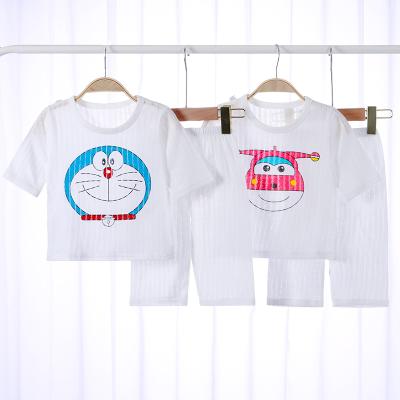 China 2021 Summer Casual Children's Wear Set Short Sleeve + Cropped Pants 2 Pieces Set Fashion Pure Cotton Newborn Girls Clothes for sale