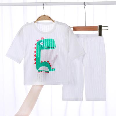 China Casual Kids Long Sleeves Cute Cartoon Boys Girls Cotton Pajamas Suit Sleepwear Designer Two Piece Kids Animal Dress Up Set for sale