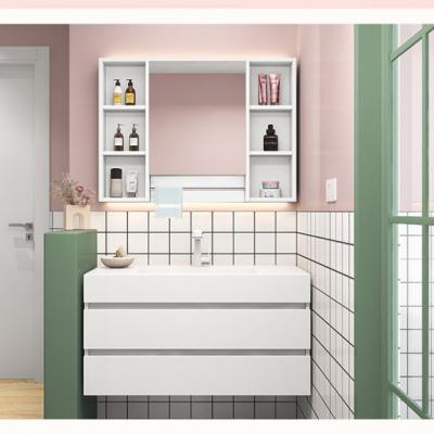 China Modern Italian Style Modern Bathroom Cabinet With Smart Mirror Bathroom Vanity Sink Cabinet Solid Wood Bathroom Vanity for sale