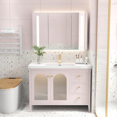 China Eco - Friendly American Sanitary Ware Wash Basin Bathroom Vanity With Side Cabinet for sale