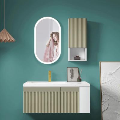 China Japanese Style Modern Modern Bathroom Cabinet With Smart Mirror Bathroom Vanity Sink Cabinet Solid Wood Bathroom Vanity 1 - Se 19 for sale