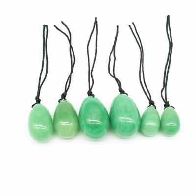 China China Natural Muscle Kegel Exercise Aventurine Jade Drilled Yoni Eggs Vaginal Tightening Gemstone Jade Yoni Eggs Set for sale