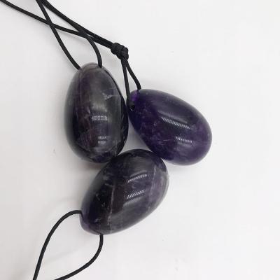 China Wholesale Natural Amethyst Crystal Drilled Yoni Eggs Gemstone Jade Yoni Eggs For Vaginal Exercise purple from China for sale