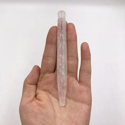 China Guasha Pen Point Massage Stick Facial Stone Natural Clear Quartz Acupuncture Massager Scraping Gua Sha Tool for sale