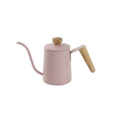 China New Design Coffee Pot Gooseneck Sustainable Kettle With Handle 304 Stainless Steel Drip Espresso Brewing Wooden Pot for sale