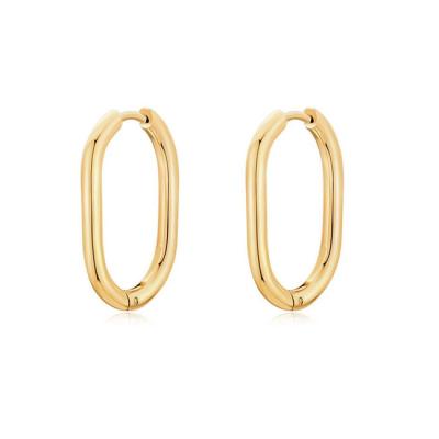 China Minimal /Tiny /Fancy Jewelry 18K Gold Plated Stainless Steel Earrings Oval Rectangle Shaped Jewelry Circle Earrings for sale