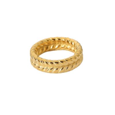 China Minimal /Tiny /Fancy Jewelry Trendy INS 18K Gold Plated Wheat Twisted Braid Rings for sale