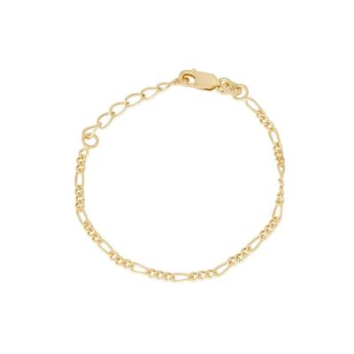 China Environmental Friendly Custom Designer Wide Flat Gold Plated Stainless Steel Figaro Chain Bracelet Unisex Tasty Bracelet for sale