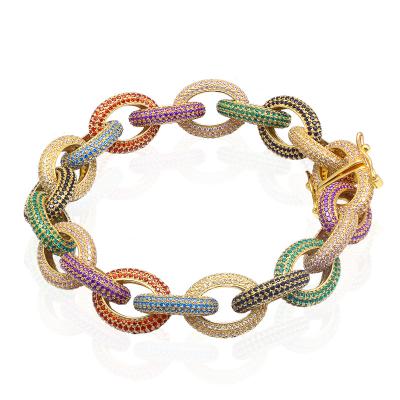 China Hot Sale Environmentally Friendly Colorful Rainbow Bracelet Silver Colored Stones Bracelet for sale