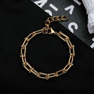 China Minimalist U Link Chain Women's Minimal U Link Chain Jewelry Wholesale Jewelry /Tiny /Fancy Geometric Shape Chunky Chain Bracelet for sale