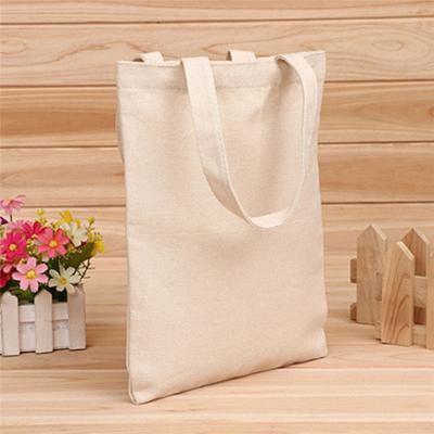 China Simple White Empty Canvas Handled Tote Bag With Customized Logo Cotton Cheap Reusable Shopping Bags Custom Printing Wholesale for sale