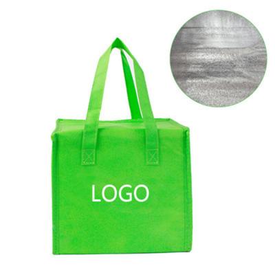 China Waterproof Extra Large Custom Printed Non Woven Logo Food Delivery Insulated Thermal Cooler Bag for sale