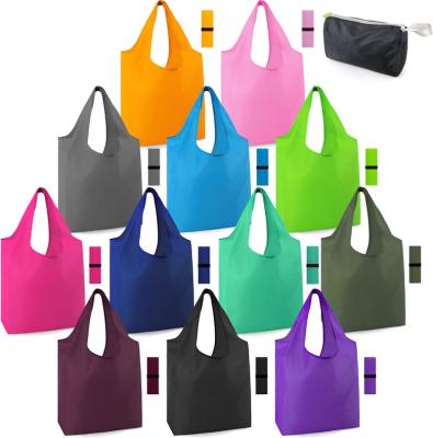 China Cheap Custom Green Supermarket Handled Folding Customer Personal Polyester Empty Tote Bag for sale