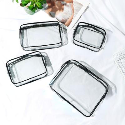 China Custom Logo Women Clear Makeup Organizer Pouches Travel Toiletry Water Resistant Bags Clear PVC Cosmetic Bag for sale