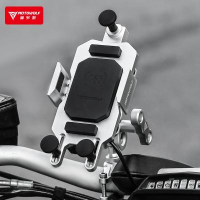 China Motowolf High quality Motorcycle Accessories aluminum alloy anti-shake wireless motorcycle phone holder for sale