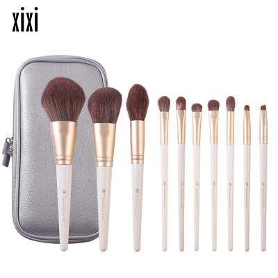 China Angular Blush Chinese Style Ten Portable Beauty Brushes Full Set Of Eyeshadow Blush Shadow Highlight Brush With Box for sale