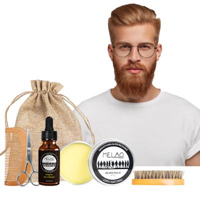 China Beard Growth Oil Mustache Replenishing Natural Care Kit and Balm Set with Comb Brush Scissors for sale