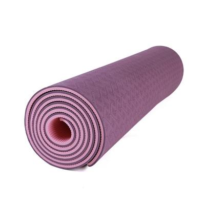 China Small Quantity Sublimation Non-Slip Soft Ticking Cushion Purple Pastel Pink Eco Sweat Free Double Color Stripe Yoga Mat 6 Mm for sale