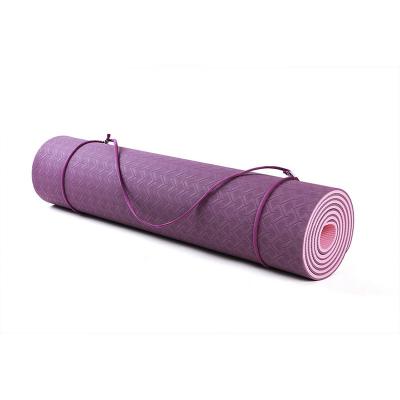 China Beautiful Durable Eco Friendly Natural Organic Non-Toxic Non-Slip No Slip Balance Strip Purple Yoga Mat 6mm for sale