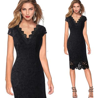 China Europe USA anti-static hot sale plus size style women exported dress dress V-neck lace pencil dress for sale