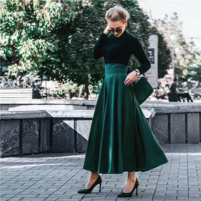 China Factory direct supply anti-static hot sale Amazon long big flare skirt a line women skirt for sale