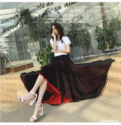 China Factory Direct Wholesale Anti-static Reversible Two Color Contrast Long Large Rocket Draped Skirt for sale