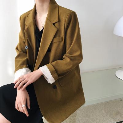 China 2021 Women's Autumn Clothes High Quality Vintage Blazer Office Casual Lady Breathable Single Breasted Jacket With Pockets for sale