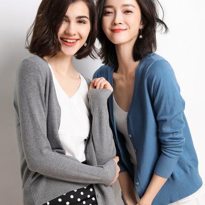 China Wholesale Autumn New Design V-Neck Knitwear Women Ladies Quick Breathable Fashion Clothes Short Fine Knit Thick Rib Cardigan for sale