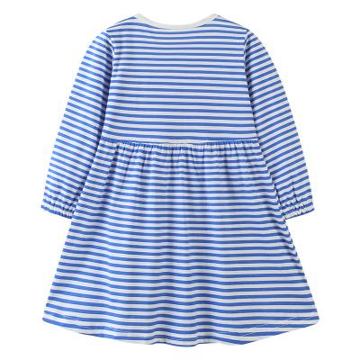 China Washable Baby Kids Little Girls Sleeveless Embroidered Rainbow Striped Casual Long Knit Jersey Dress for sale