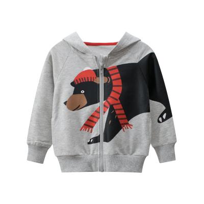 China Autumn Kids Boys Cartoon Anti-Shrink Cute Printed Dinosaur Long Sleeve Zip Up Hoodie for sale