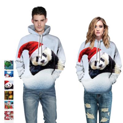 China Anti-pilling new border design Panda Digital Print Christmas Couple Autumn Baseball Fashion Streetwear Hoodie for sale