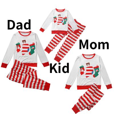 China Anti-pilling Christmas 2021 Autumn Winter Womens New Design Striped Long Sleeve Family Loungewear Pajamas Parents Kids Casual Outfit for sale