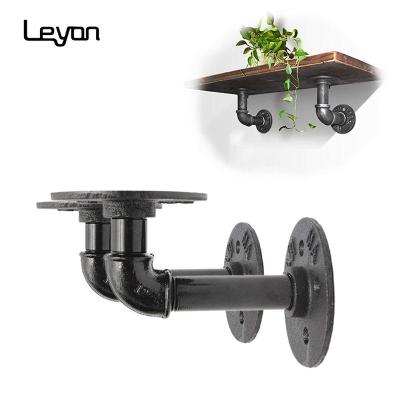 China Wall Mounted Industrial Pipe Shelf DIY Decoration Black Iron Pipe Fixture Industrial Bracket Wall Mounted Floating Shelving For Home Decoration for sale