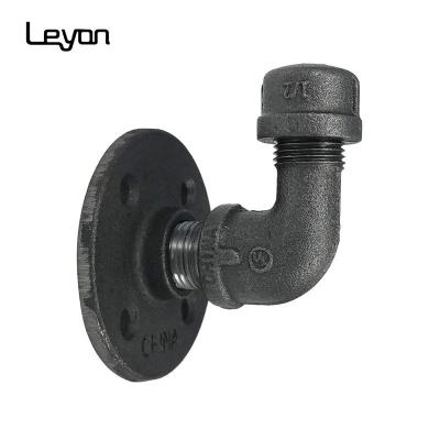 China Home Decoration Porcelain Black Iron Pipe Female Threaded 1/2 Inch 3/4 Inch Malleable Iron Four Holes Flange For Pipe Furniture for sale