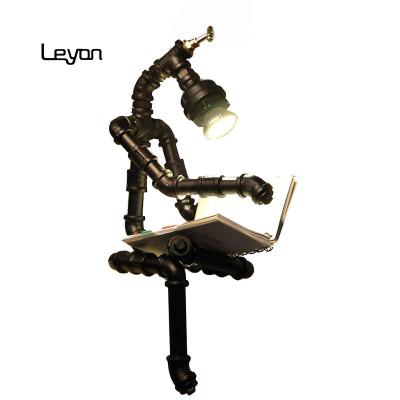 China Home Decoration Industrial Robot Table Lamp Desk Reading Lighting Retro Creative Home Bedroom Style Vintage Water Pipe Lights Reading for sale