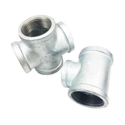 China Suitable For Pipe Lines Connect Water Plumbing Fittings Names Picture Galvanized Cross Pipe Fittings 4 Way Pipe Connector 180 Cross for sale